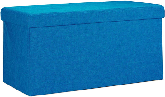 Panca sgabello pouf pieghevole cassapanca poggiapiedi 76 cm lino blu 13_0002337_2