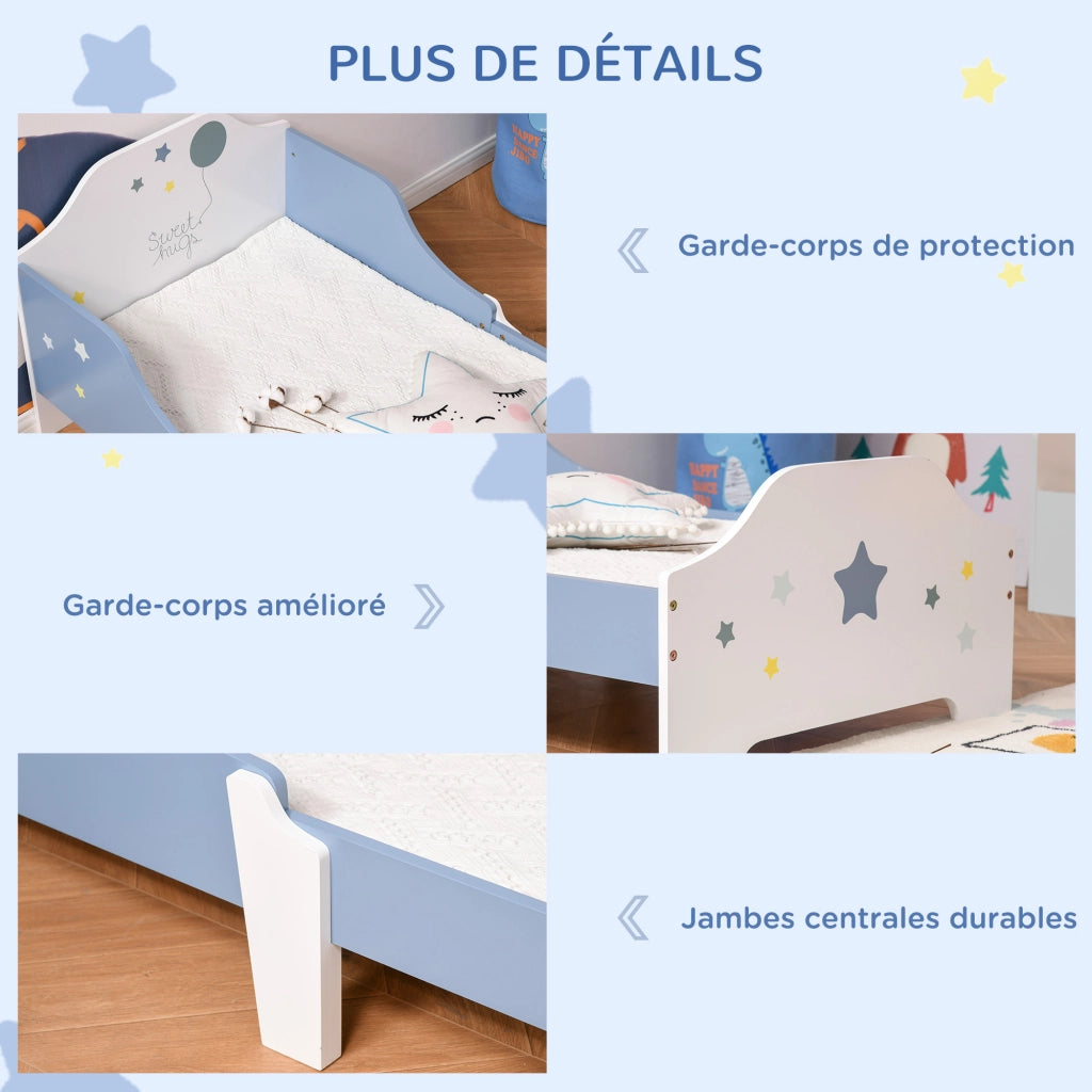 Letto singolo bambini ¨C zephmum ¨C bianco blu 143x74x59 cm