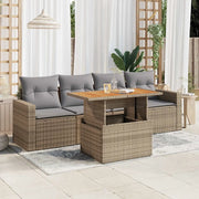Set Divano da Giardino 5 pz con Cuscini Beige in Polyrattan 3326985