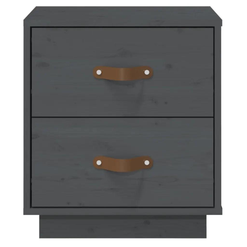 Comodini Grigi 2 pz-Set di 2 Tavolino da notte 40x34x45 cm in Legno Massello di Pino 310406