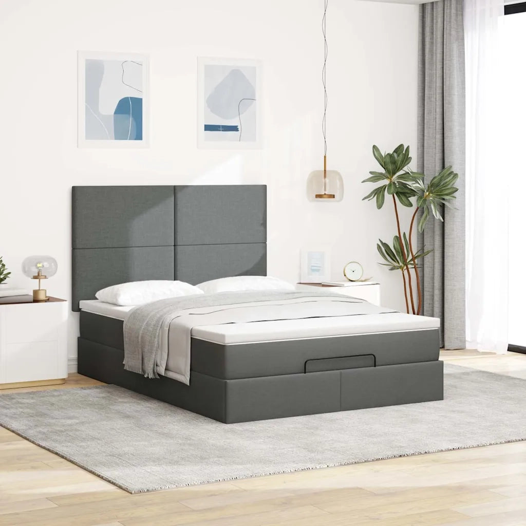 Struttura Letto Pouf con Materasso 140x200 cm in Tessuto 3313079