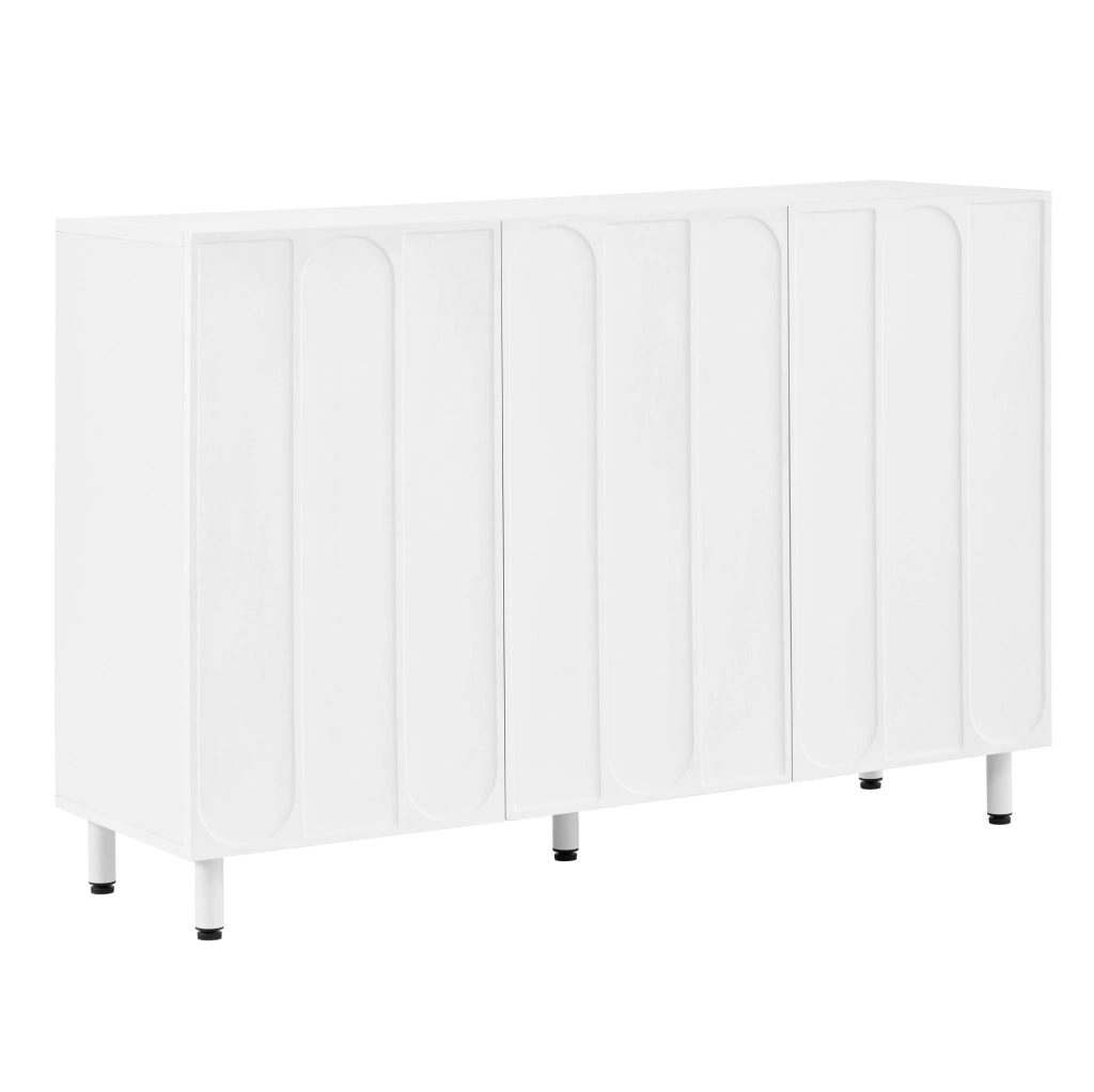 Scarpiera Sideboard a 3 ante 120x37x80 cm in PB e MDF bianco