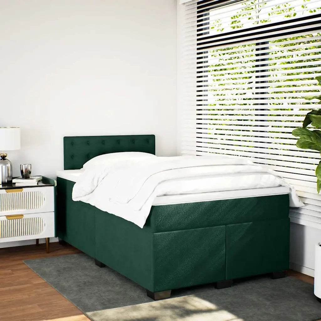 Giroletto a Molle con Materasso Verde Scuro 120x200 cm Velluto