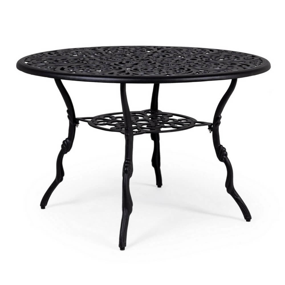Tavolo da Giardino Rotondo in Alluminio Pressofuso con Decori - REGENCY