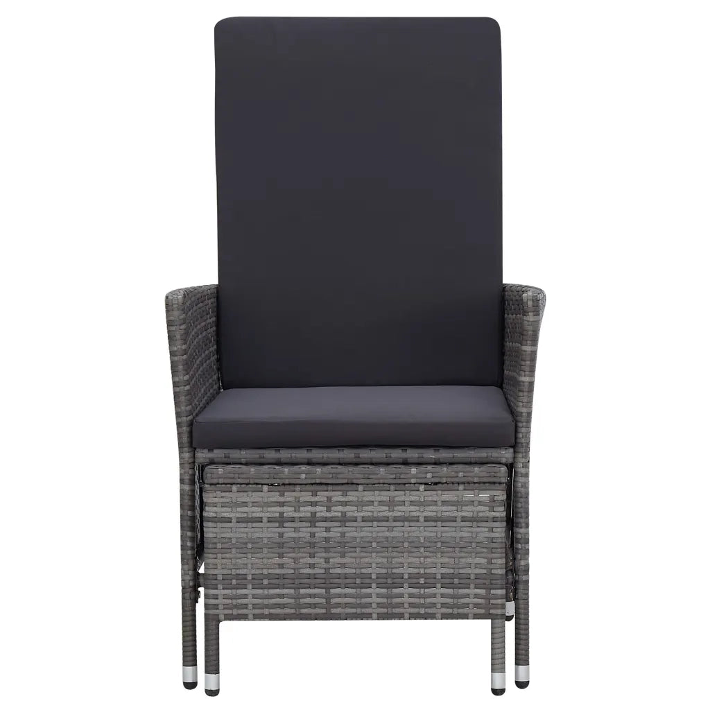 Sedia da Giardino Reclinabile con Cuscino in Polyrattan Grigio 310230