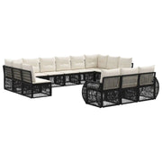 Set Divano da Giardino 13 pcs Nero e Bianco Crema polyrattan 3435568