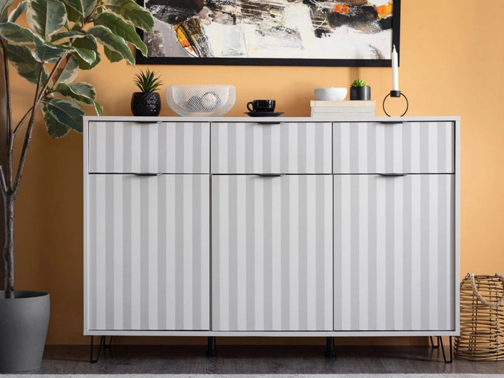 Madia Paglieta, Credenza 3 Ripiani, 138x40x90.5h cm Bianco Crema