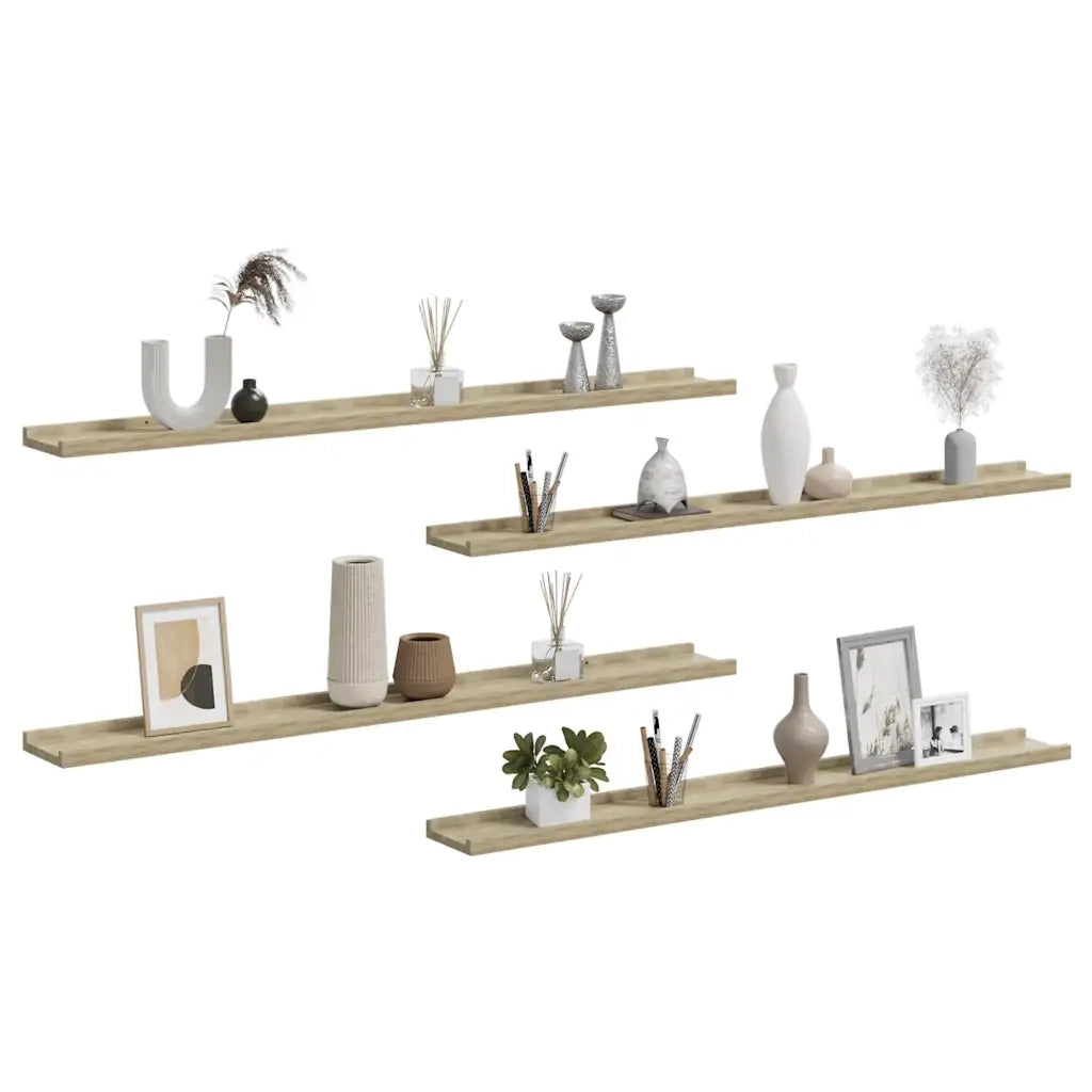 Mensole da Parete 4 pz Rovere Sonoma 100x9x3 cm 326687
