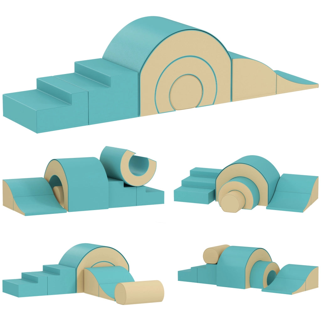 Set di blocchi morbidi per bambini ¨C zephmum ¨C Verde, 5 forme, schiuma, similpelle