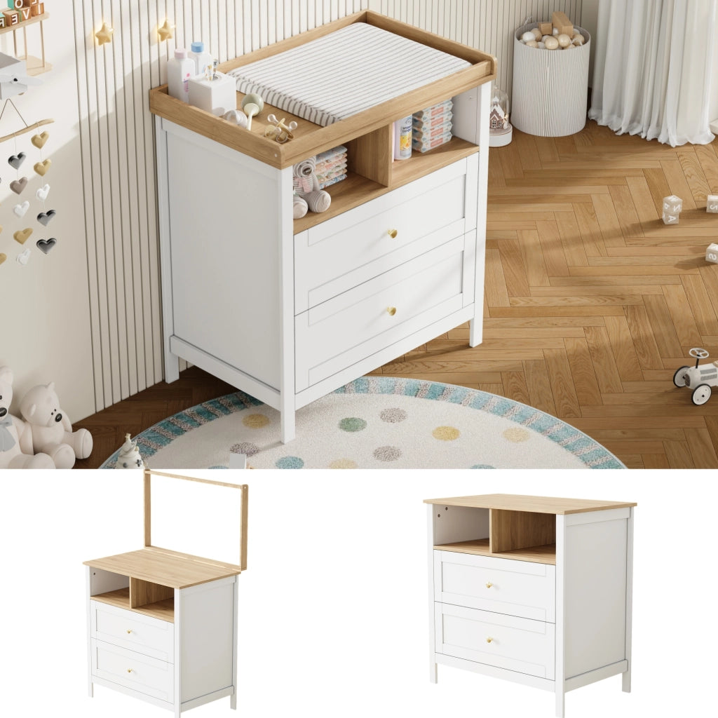 CASSETTIERA FASCIATOIO 82x50x90 cm MDF Naturale e Bianco