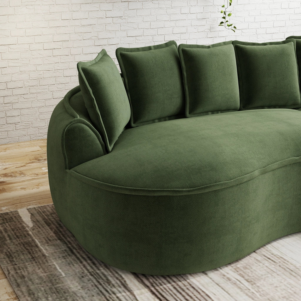 Divano modulare senza struttura in chenille a 2 moduli verde convertibile in letto con seduta profonda e braccioli larghi