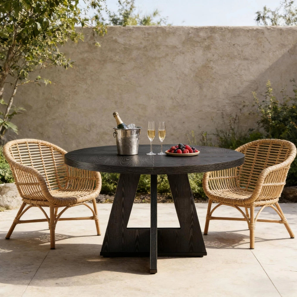Tavolo da pranzo rotondo Ø120 cm nero in legno ingegnerizzato