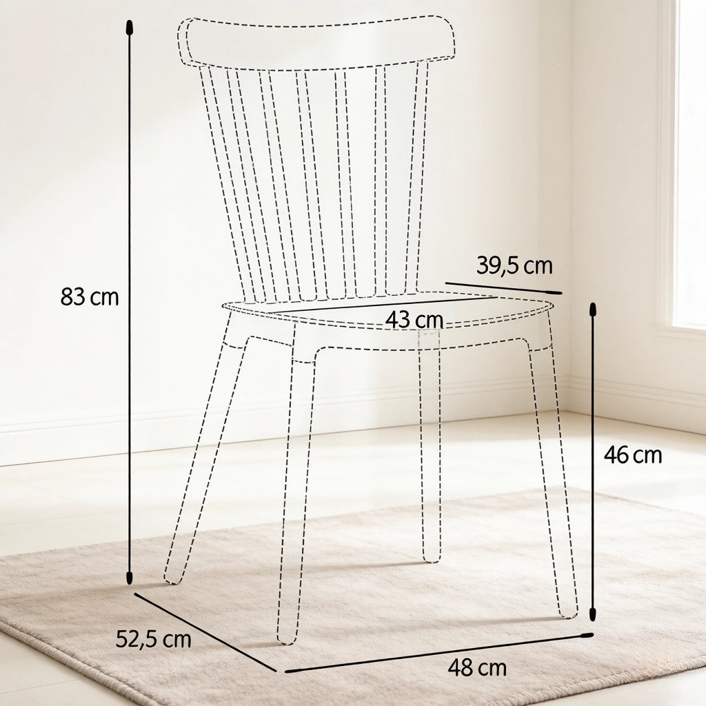 SEDIA da pranzo ergonomica 48x52,5x83 cm PP nero e legno naturale Set da 4 pezzi