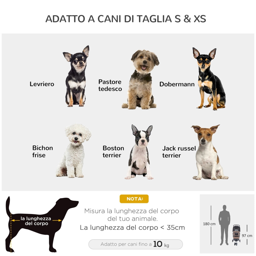 Passeggino per Cani Caffè 75x45x97 cm