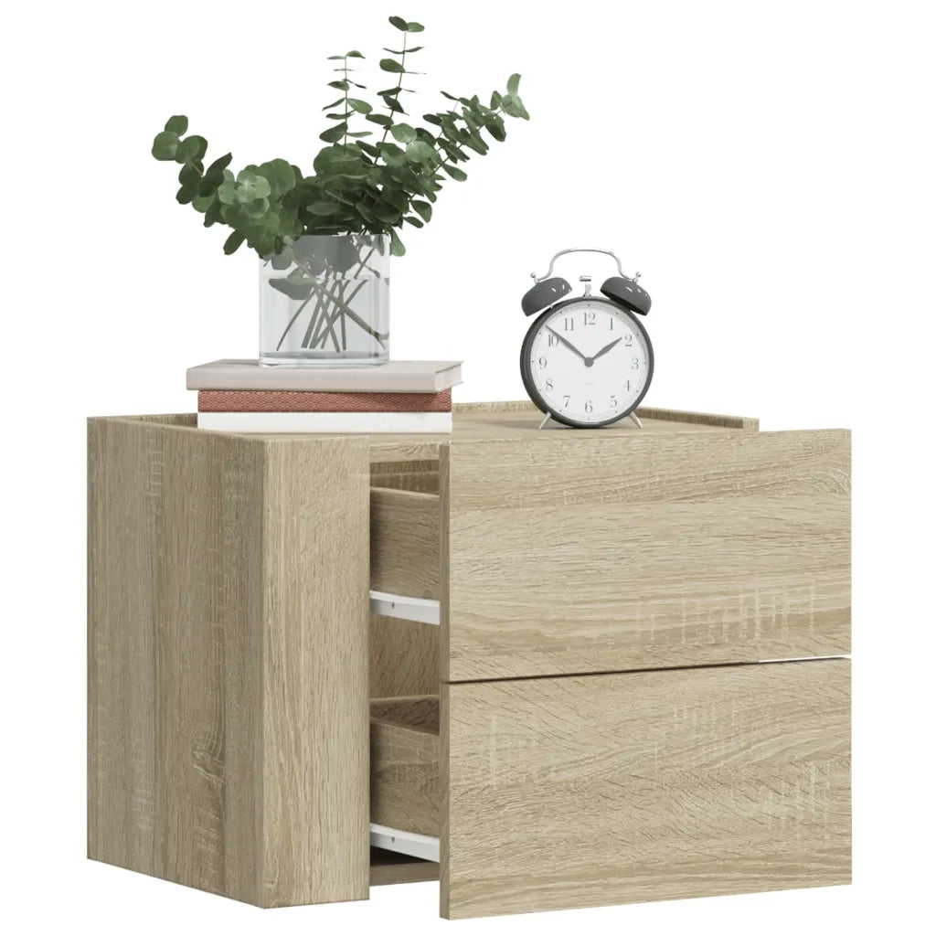 Comodini a Muro 2 pz-Set di 2 Tavolino da notte Rovere Sonoma 45x30x35 cm 597217