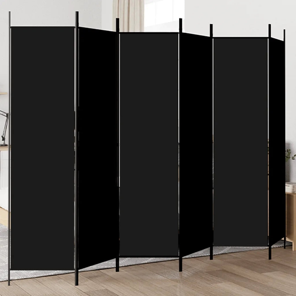 Divisorio a 6 Pannelli Nero 300x200 cm in Tessuto 350193