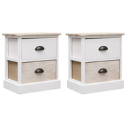 Comodini 2pz Bianco e Naturale 38x28x45cm in Legno di Paulonia  cod mxl 31220