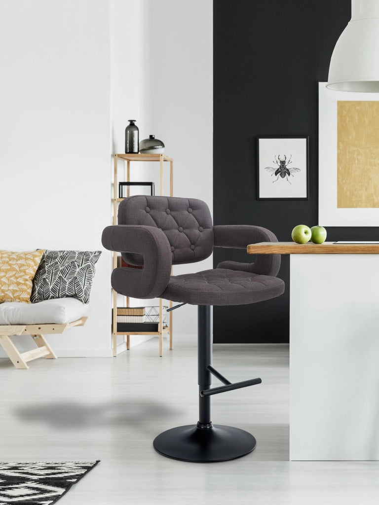 Sgabello Dublin in tessuto grigio scuro,nero