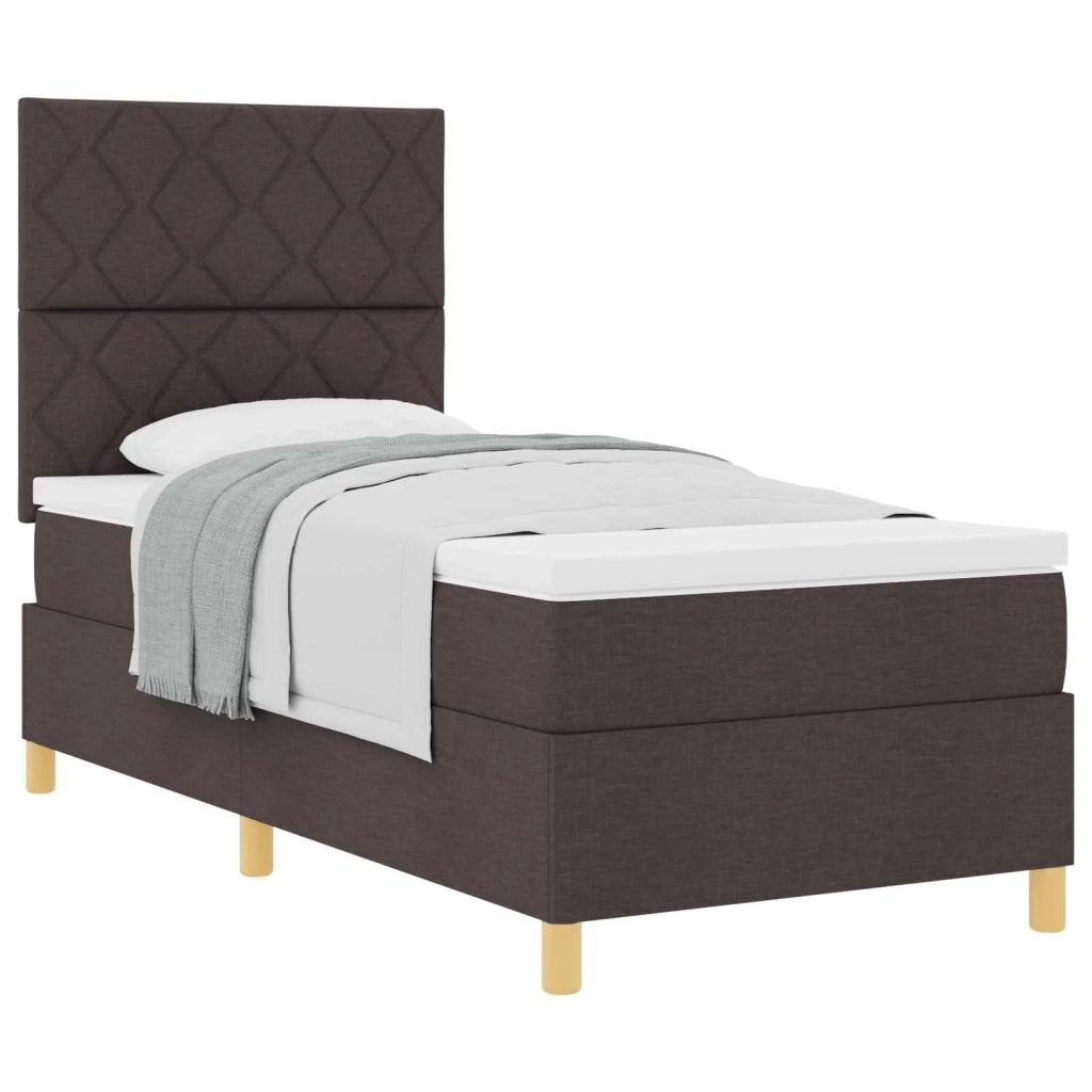 Letto a molle con materasso Marrone Scuro 90 x 190 cm Tessuto 3339661