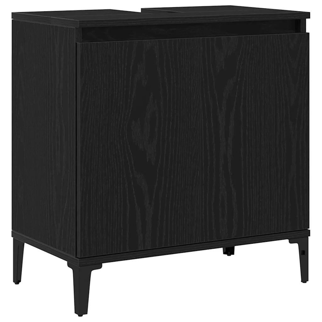 Set di mobili per il bagno Montaggio a parete 3 pcs Rovere Nero 3333089