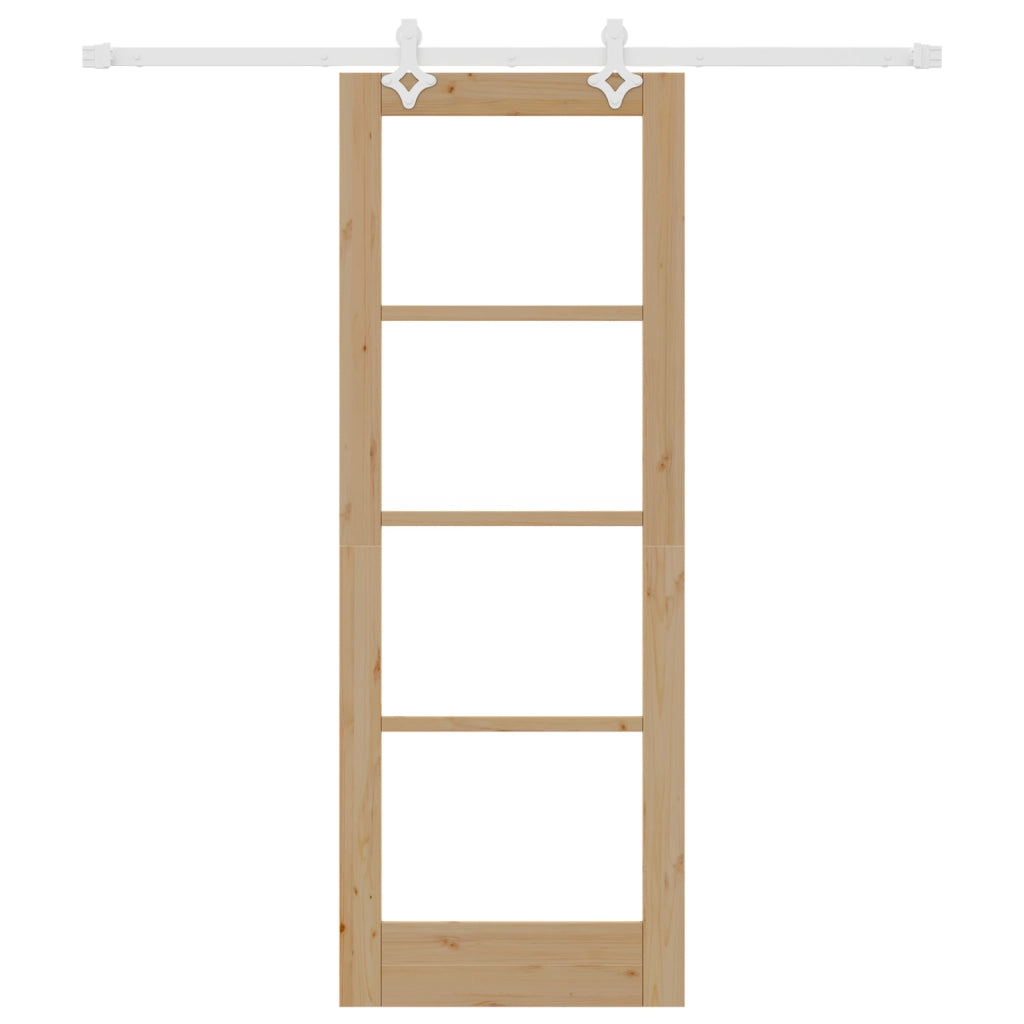 Set Porta Scorrevole  con Hardware 73.5x198.5 cm in Legno Massello di Pino