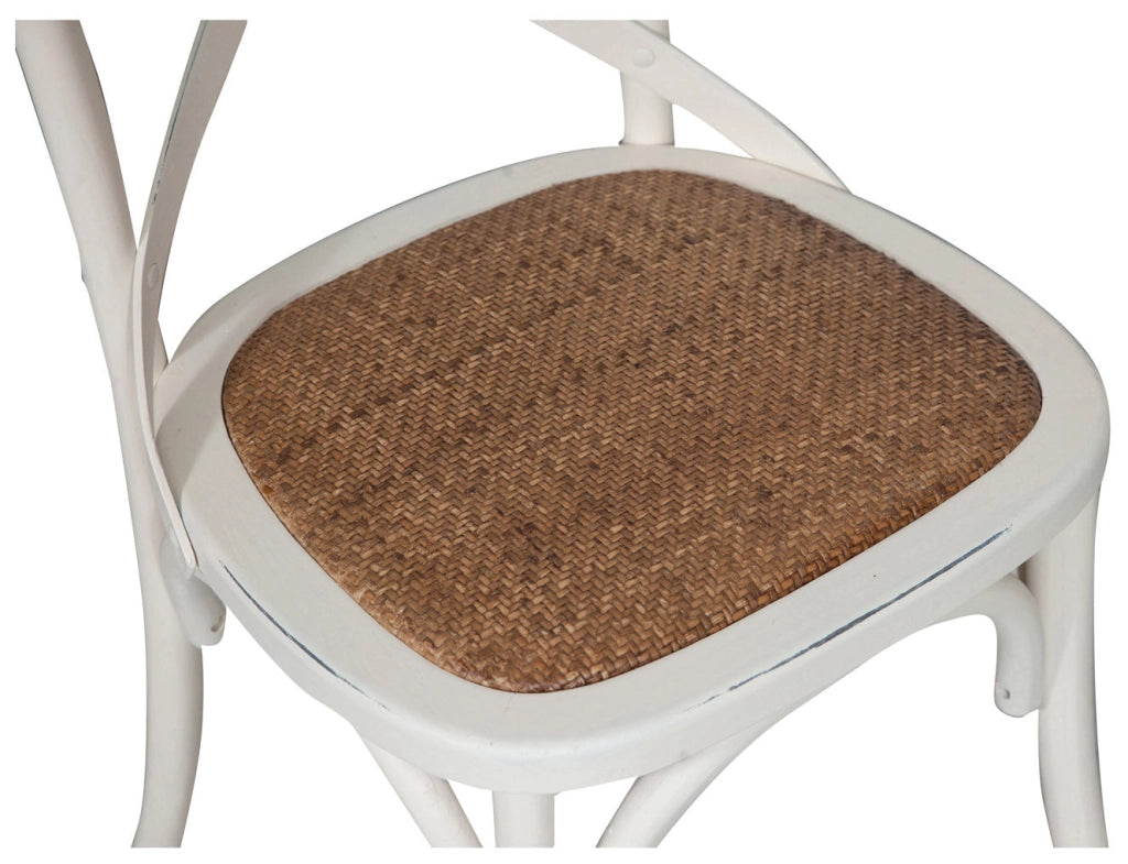 Biscottini Sedia Thonet in massello e seduta in rattan finitura bianca larghezza Offerta