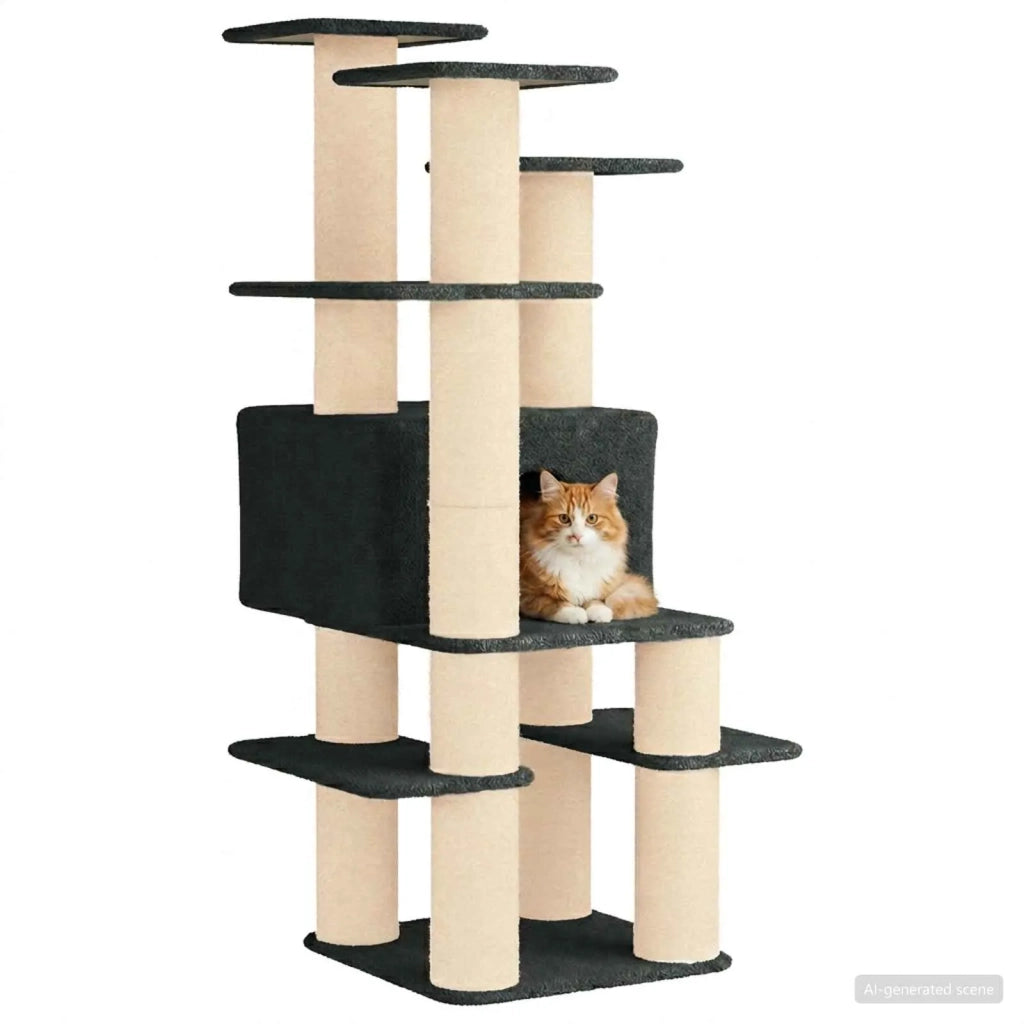 Albero per gatti con pali per graffiare in sisal Grigio Scuro 42033050