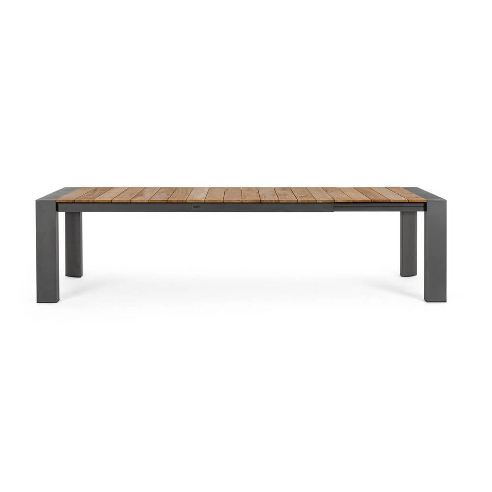 Tavolo da Giardino Allungabile in Alluminio e Teak 228/294x100 cm - CAMERON