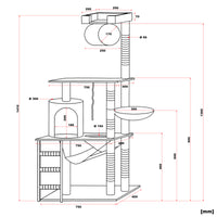 Albero tiragraffi per gatti beige/bianco 141cm per arrampicarsi Sisal