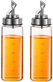 Fiasco di vetro borosilicato per aceto e olio, contenitore per olio e fiasco per olio d'oliva, adatto per grigliare, cucinare, grigliare, pasta, 2 x 350 ml