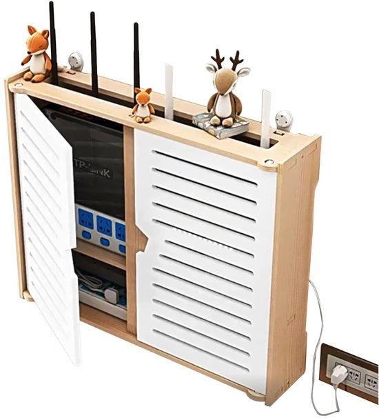 Routerkast per Parete, Router Verborgo in Parete, Router Box per Parete, Box per Router WLAN, Scatola per Router, Organizzatore di Cavi, Cassetto per Verbergare, Box per Verbergare Router.
