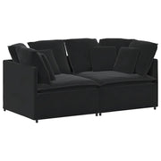 Divano | Divano da soggiorno | Sofa Modulare con Cuscini in Velluto Nero