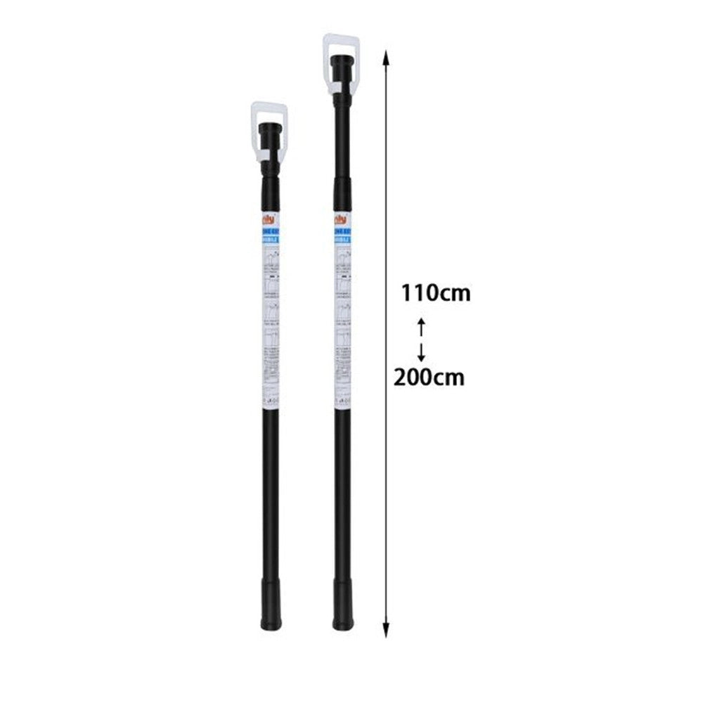 Trade Shop - Bastone Asta Per Tenda Doccia Barra Telescopico 110 A 200 Cm Alluminio Nero 87232 -