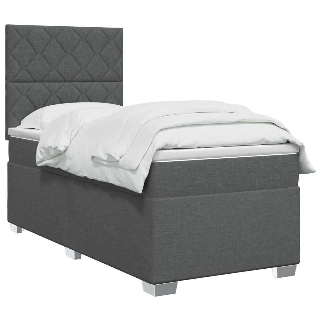 Letto con Box Spring, Materasso e LED Grigio Scuro 90 x 190 cm 3454969