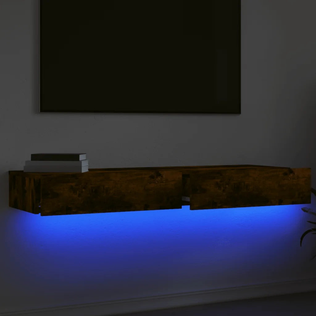 Mobili Porta TV con Luci LED 2 pz Rovere Fumo 60x35x15,5 cm 842897
