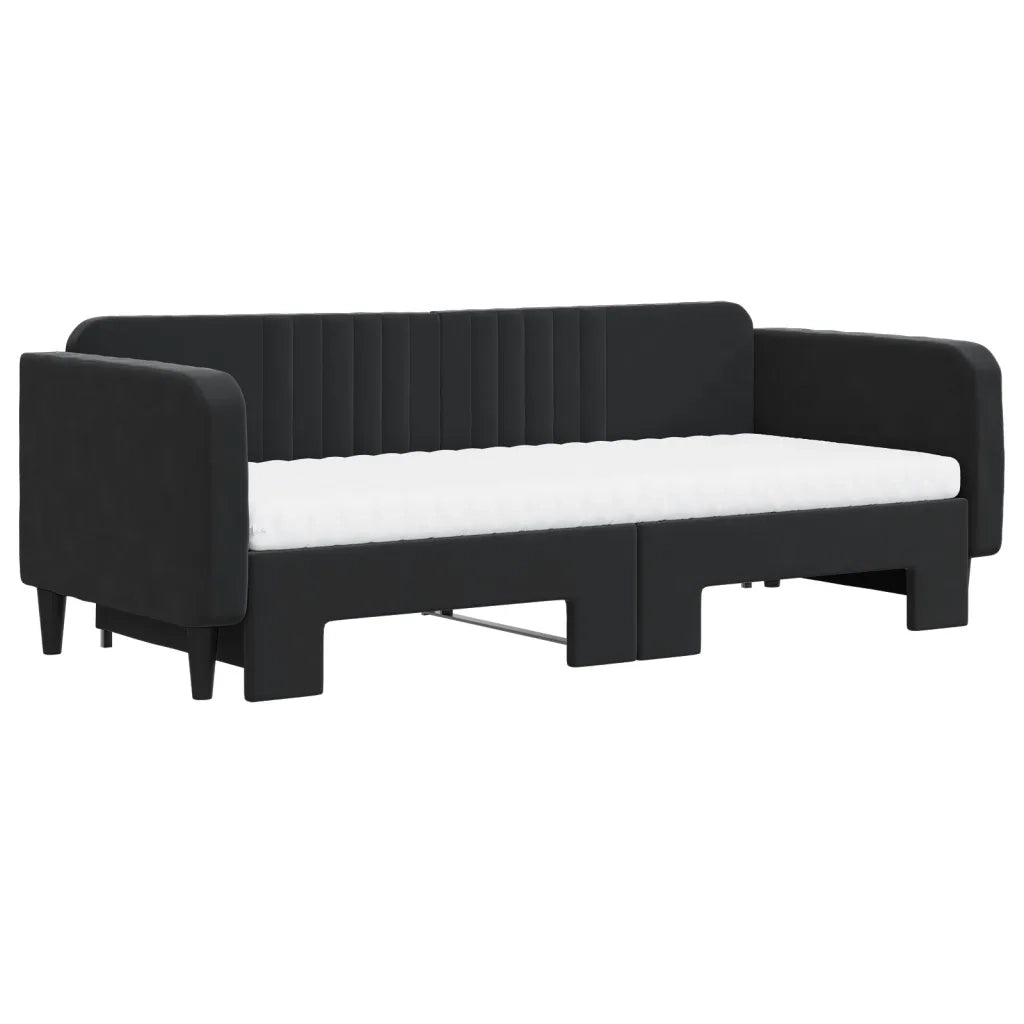 Divano Letto Estraibile con Materassi Nero 90x200 cm Velluto 3197091