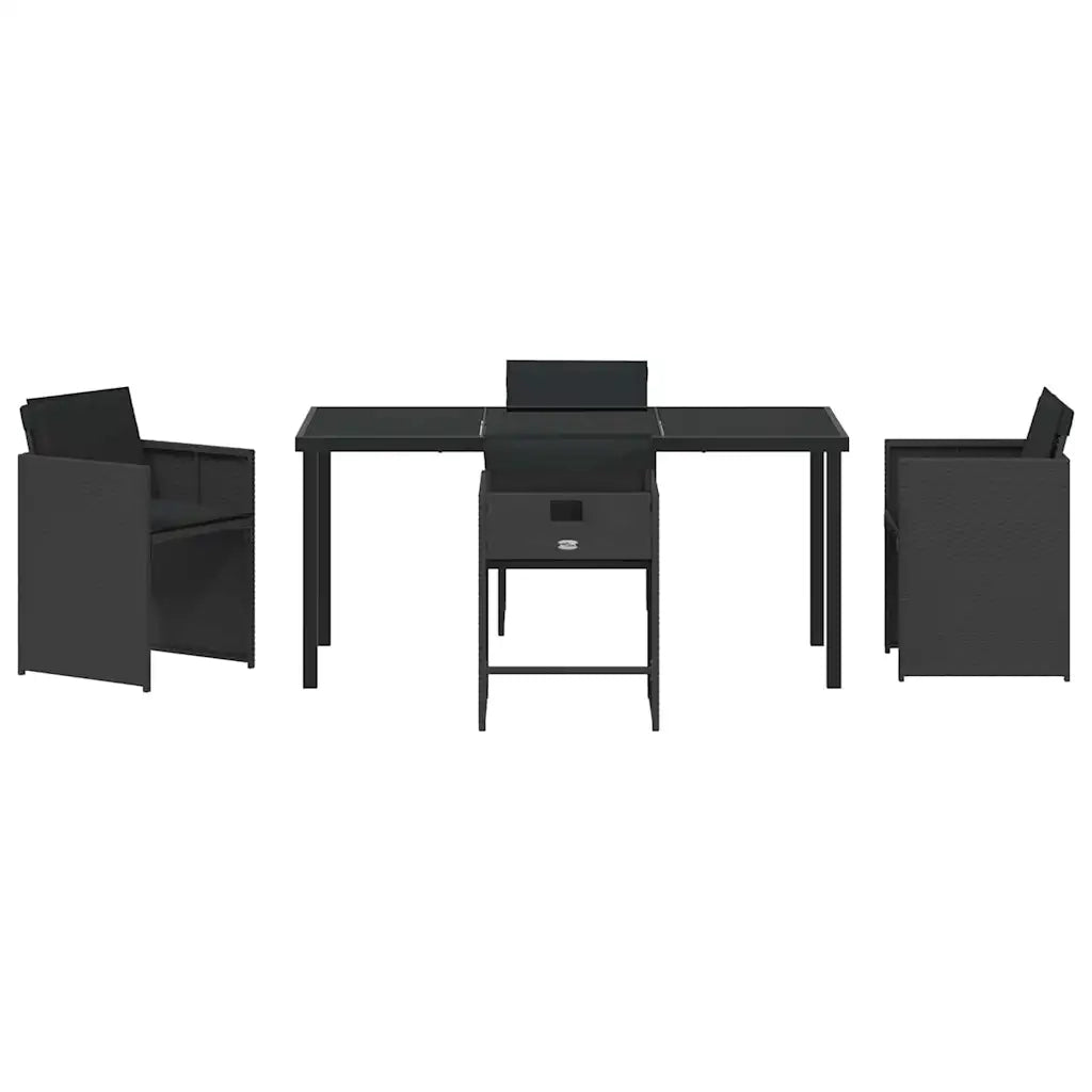 Set da Pranzo per Giardino 5 pcs Nero polyrattan