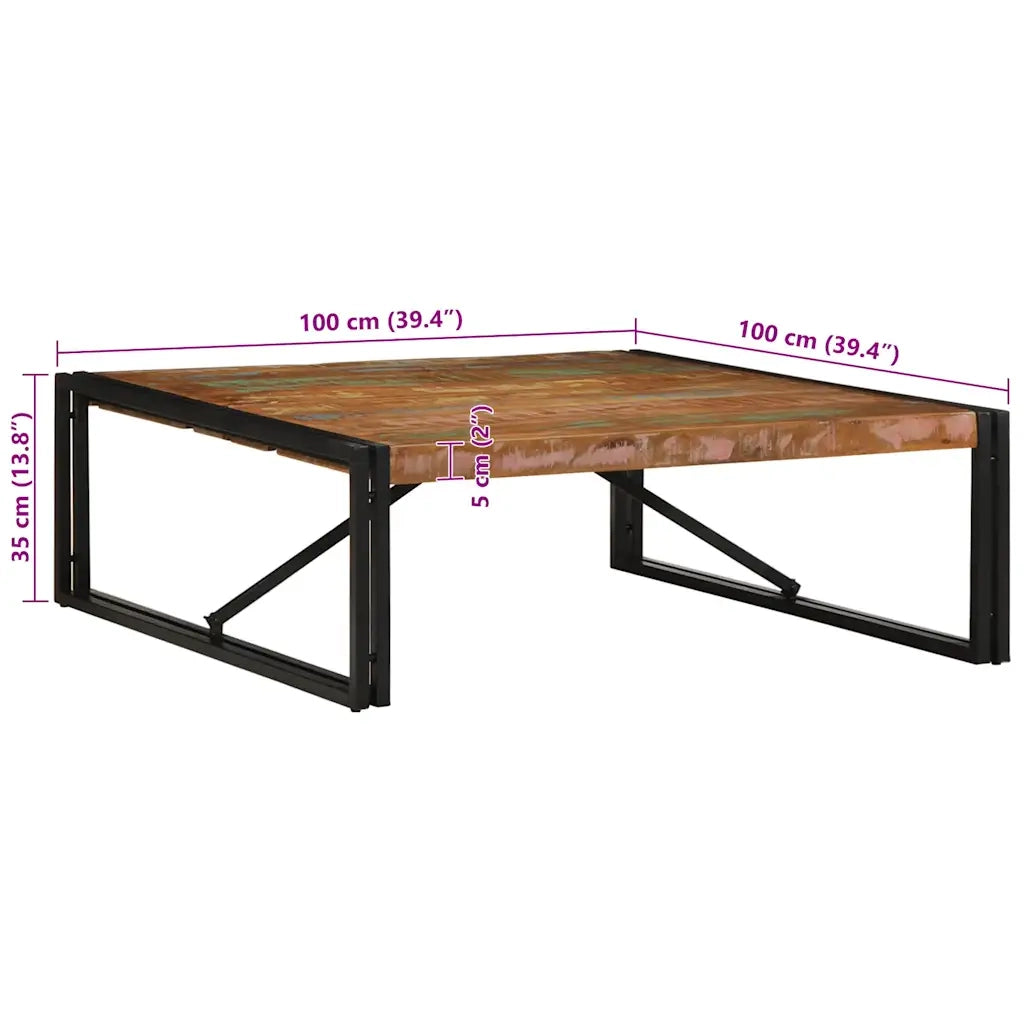 Tavolino Salotto Multicolore 100x100x35 cm Legno Recupero 4016668
