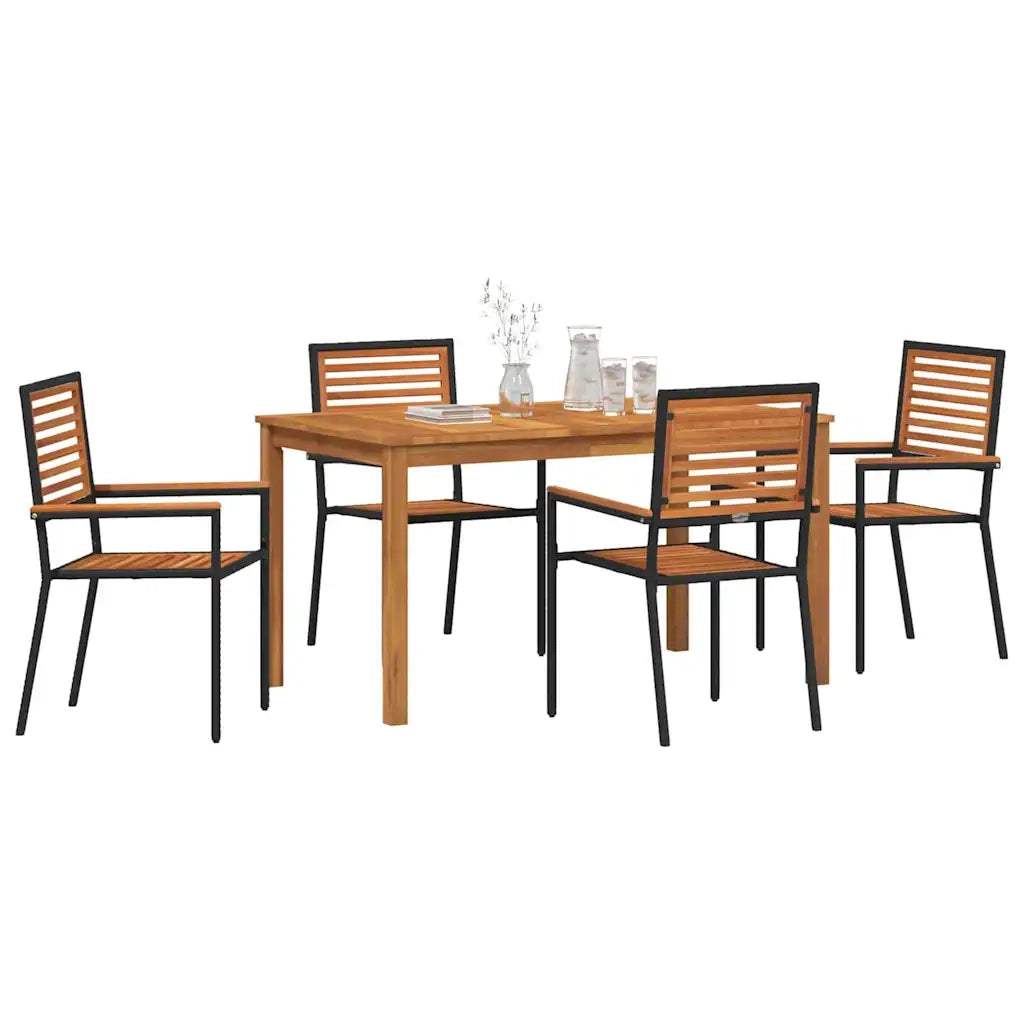 Set da Pranzo per Giardino 5 pcs Nero Legno di Acacia Massello 3365535