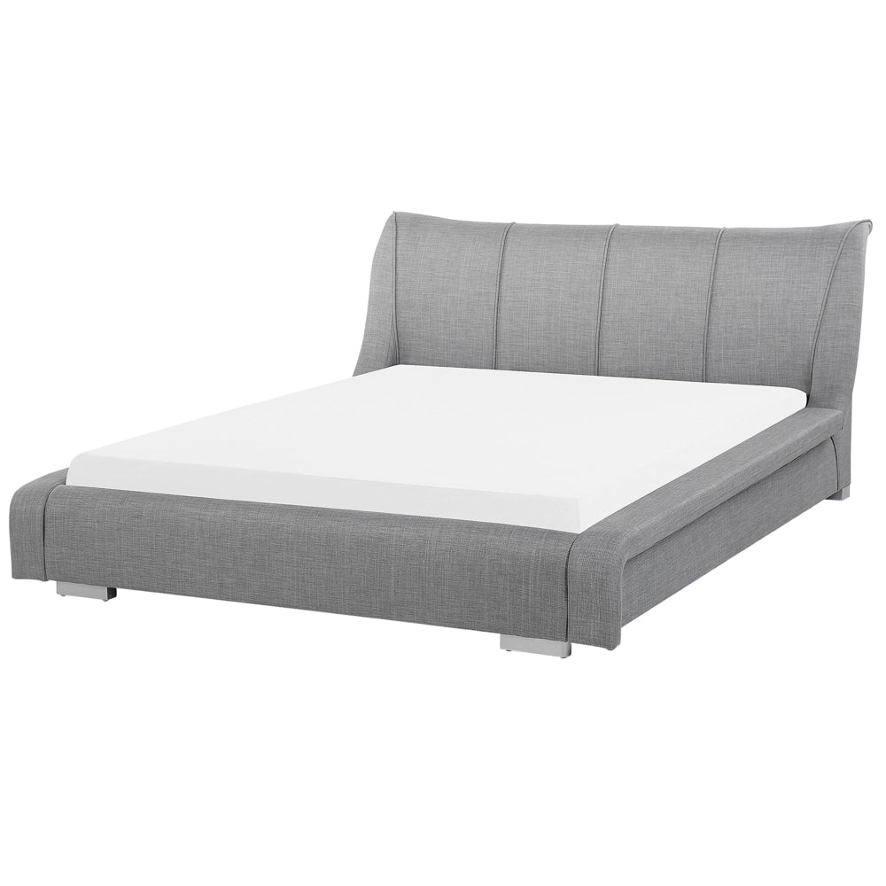 Letto Imbottito Grigio con Rete a Doghe Cuciture Decorative 180 x 200 cm