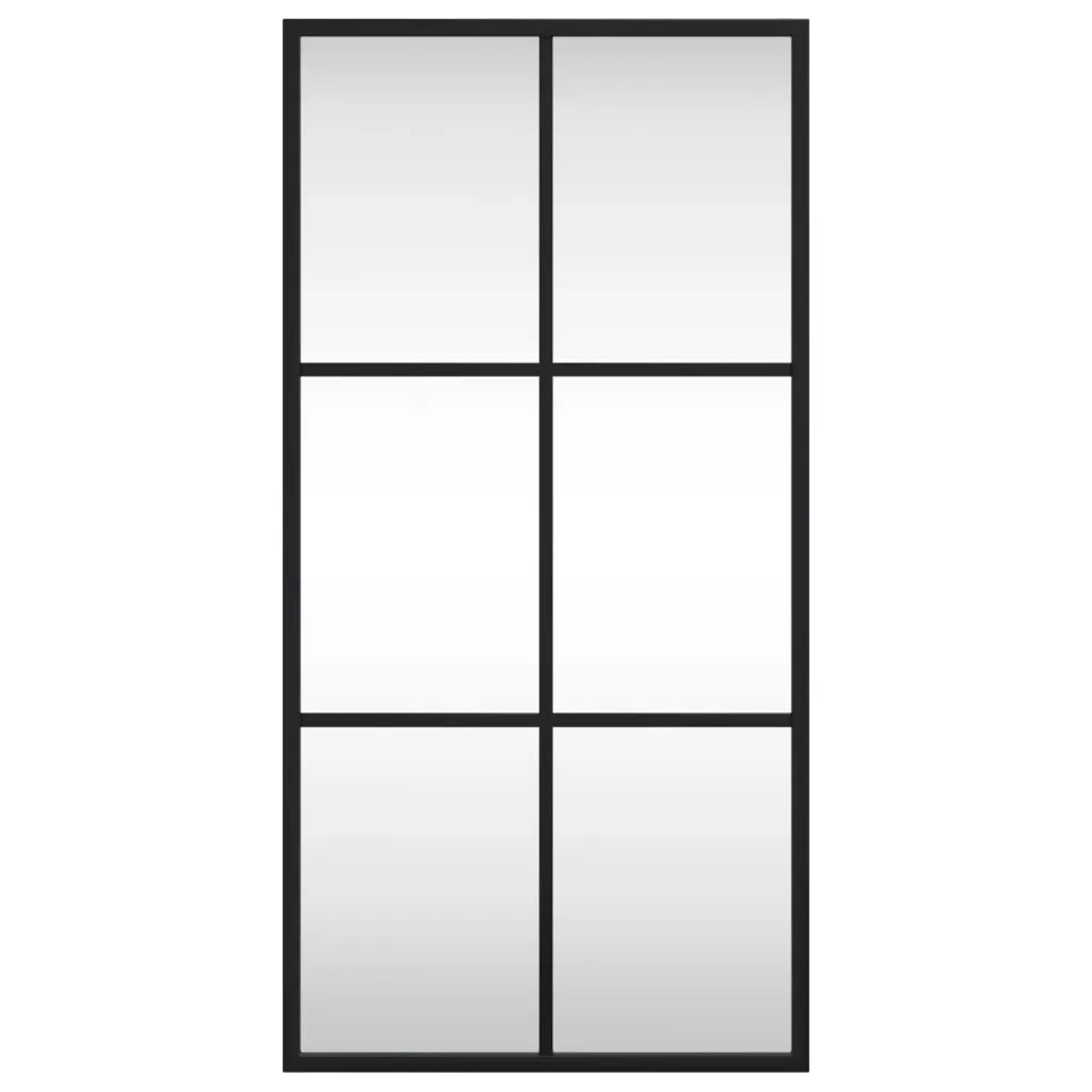 Specchio da Parete-Specchio a Muro-Specchio Decorativo Nero 30x60 cm Rettangolare in Ferro