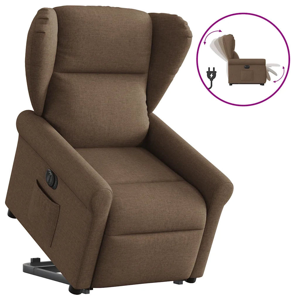 Poltrona Alzapersona Reclinabile Elettrica Marrone Tessuto 3303398