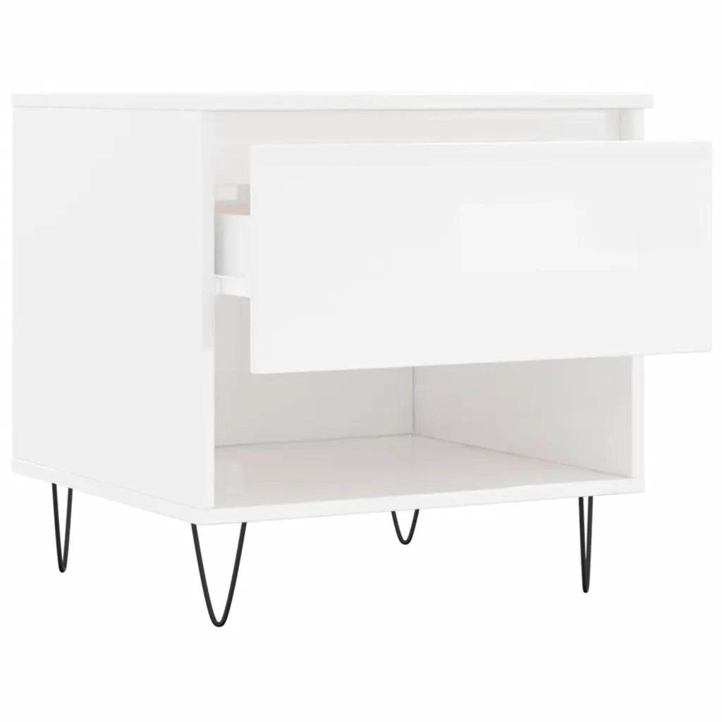 2 pz Tavolini salotto | Tavolino da caff¨¨ | Tavolino da Soggiorno Bianco Lucido 50x46x50cm Legno Multistrato