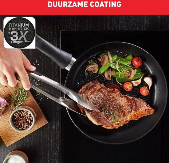Wokpan 28 cm - Piastra con Superficie Antiscivolo - Indicatore di Temperatura - Rivestimento Estremamente Resistente - Riciclabile - Tutte le Fonti di Calore Inclusive Induzione - Realizzato in Francia