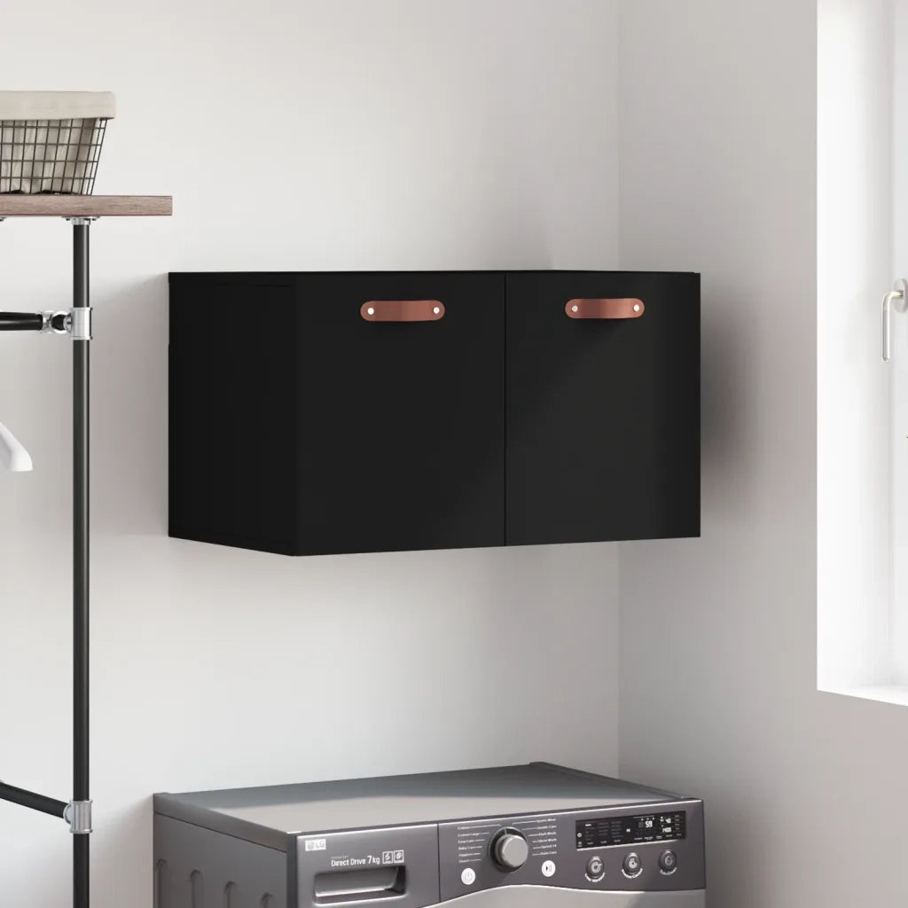 Mobile a Parete Nero 60x36,5x35 cm in Legno Multistrato 829997