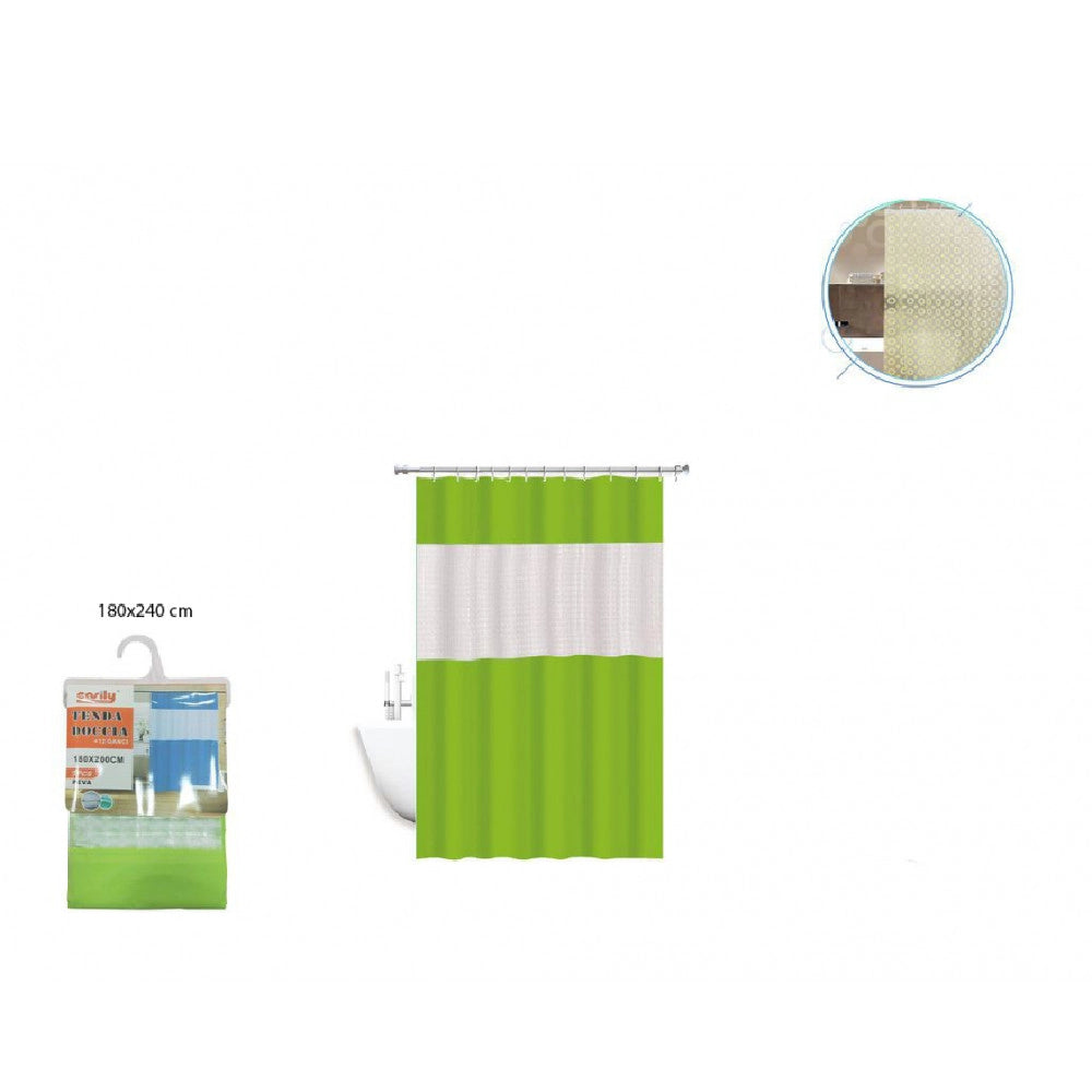 Trade Shop - Tenda Doccia Vasca Impermeabile Antimuffa In Eva Verde Giuntura 180x240cm 52135 -