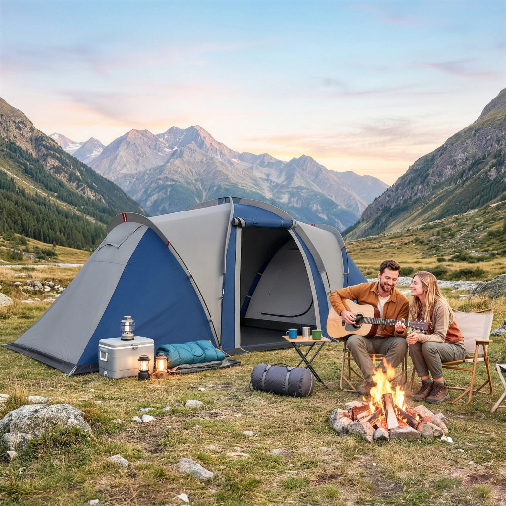 Tenda da campeggio tunnel 4-5 persone 2 camere ¨C zephmum ¨C blu