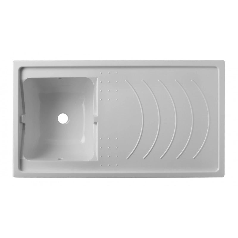 Negrari Coprilavatrice con Lavatoio in Resina, Reversibile, Vasca resistente agli acidi di uso comune, Resistente all'umidità, Kit di scarico incluso, Interno e Esterno, Bianco