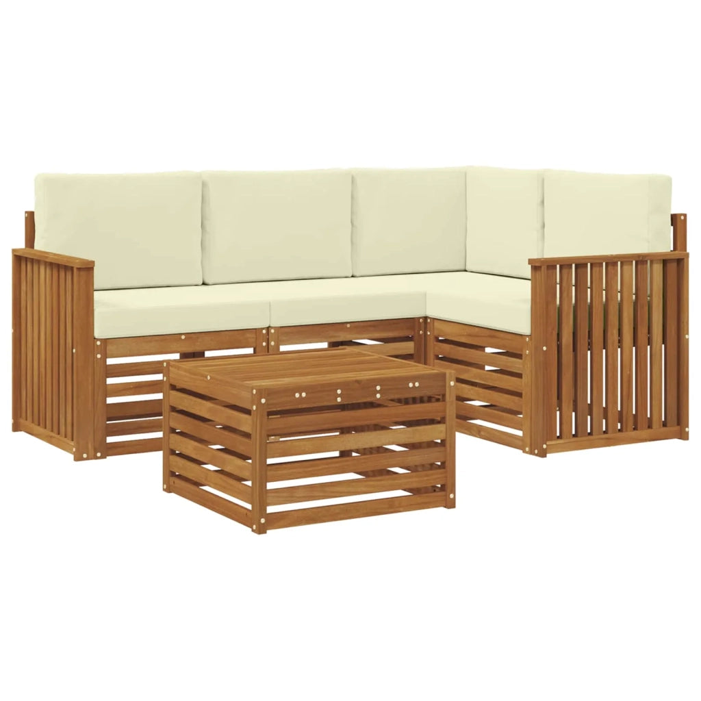 Set di divani da esterno con cuscino 5 pcs Naturale e Crema 3374765