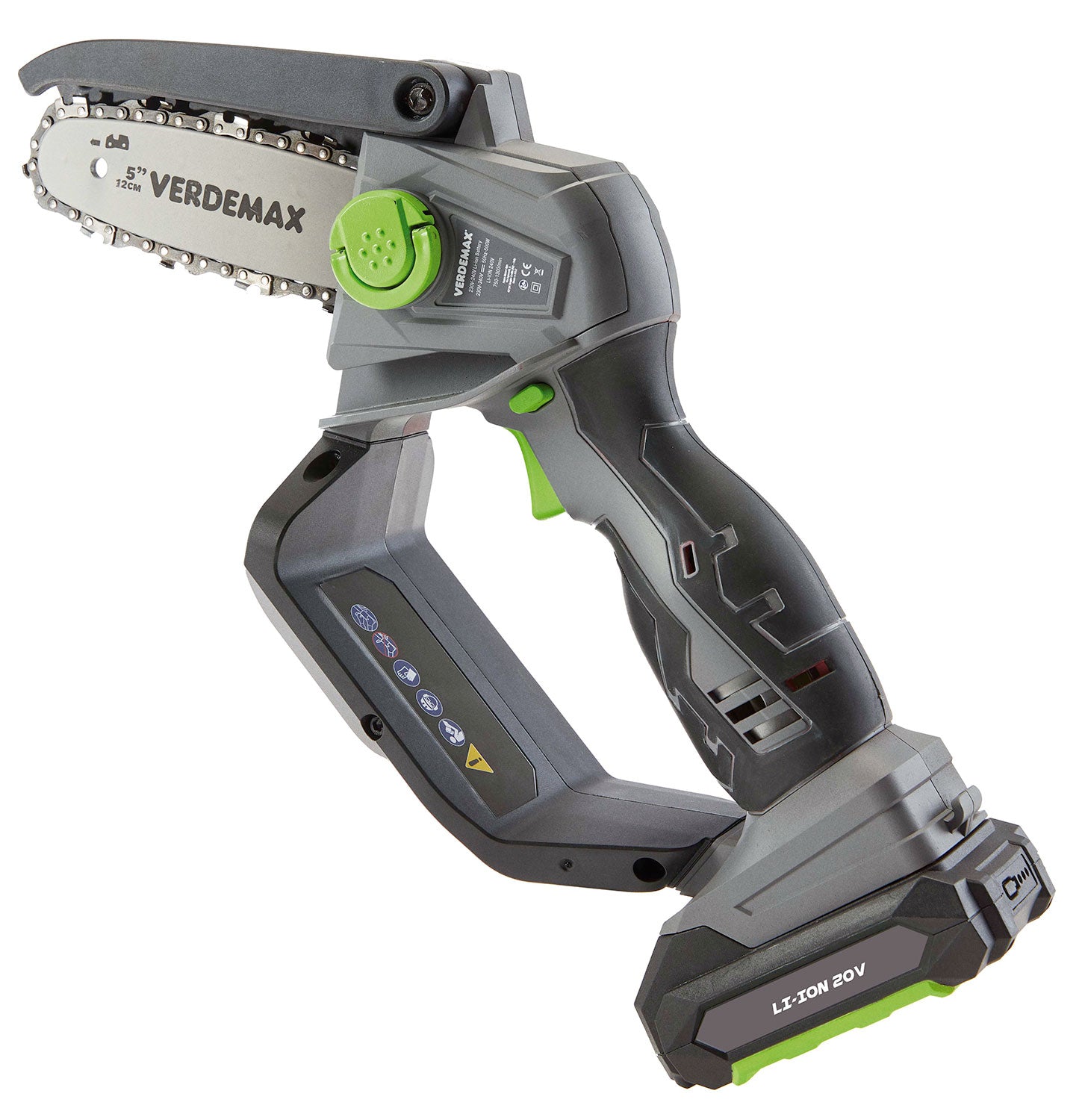 Potatore a Batteria Verdemax PE20 per Arbusti Piante 20V Lama da 12 cm con Batteria